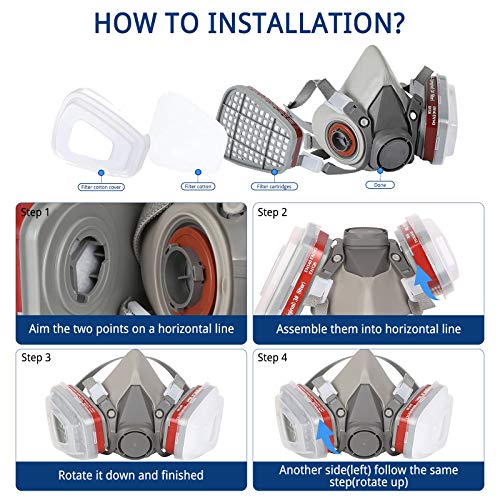 Reusable Half Face Cover, ModuskyePainting Half Respirator with 6 ...