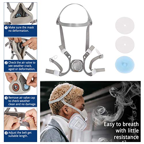 Reusable Half Face Cover, ModuskyePainting Half Respirator with 6 ...