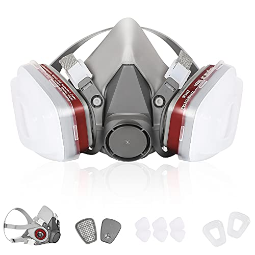 Reusable Half Face Cover, ModuskyePainting Half Respirator with 6 ...