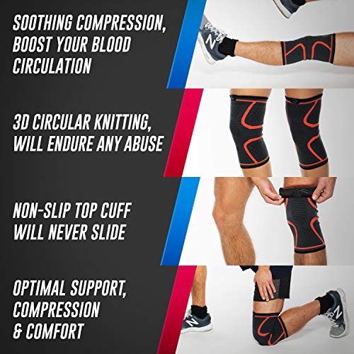 Modvel Compression Knee Sleeve 1 Pair - Ultra Flexible, Comforta...