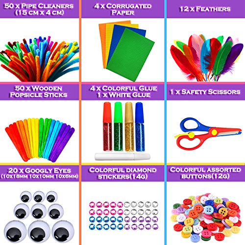 MOISO Mega Kids Crafts and Art Supplies Jar Kit - 550+ Piece Set -...