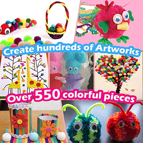 MOISO Mega Kids Crafts and Art Supplies Jar Kit - 550+ Piece Set -...