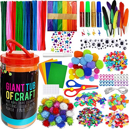 MOISO Mega Kids Crafts and Art Supplies Jar Kit - 550+ Piece Set -...