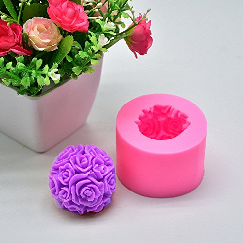 3D Rose Ball Candle Mold - MoldFun Rose Flower Silicone Mould for ...