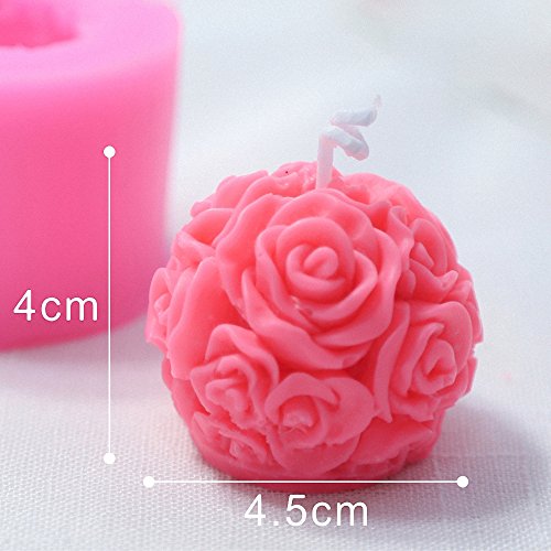 3D Rose Ball Candle Mold - MoldFun Rose Flower Silicone Mould for ...