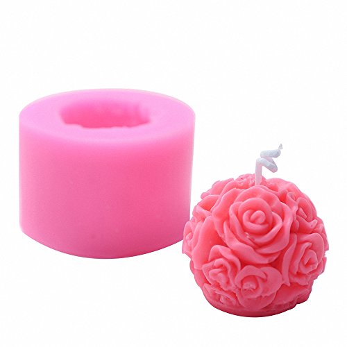 3D Rose Ball Candle Mold - MoldFun Rose Flower Silicone Mould for ...