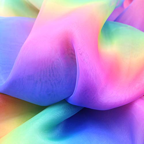 MoMaek Rainbow Organza Fabric 16 Feet by 54 inch Multicolored Voil...
