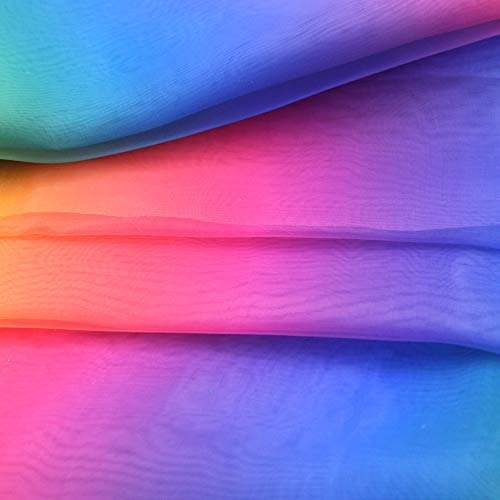 MoMaek Rainbow Organza Fabric 16 Feet by 54 inch Multicolored Voil...