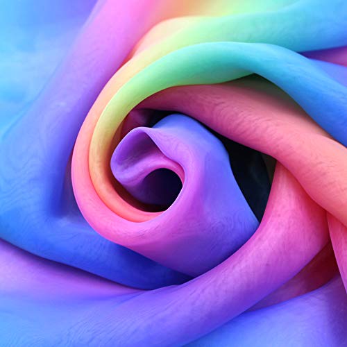 MoMaek Rainbow Organza Fabric 16 Feet by 54 inch Multicolored Voil...
