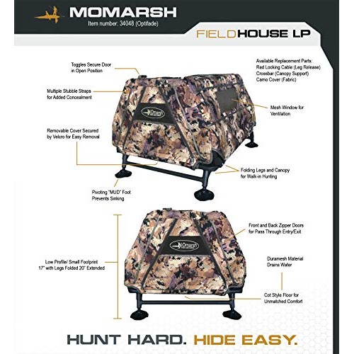Momarsh, Field House LP Low Profile Hunting Dog Blind, Optifade Marsh