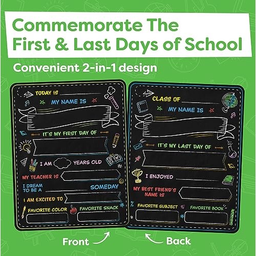First Day of School Board Sign - 14” X 11” Double-Sided - My First...