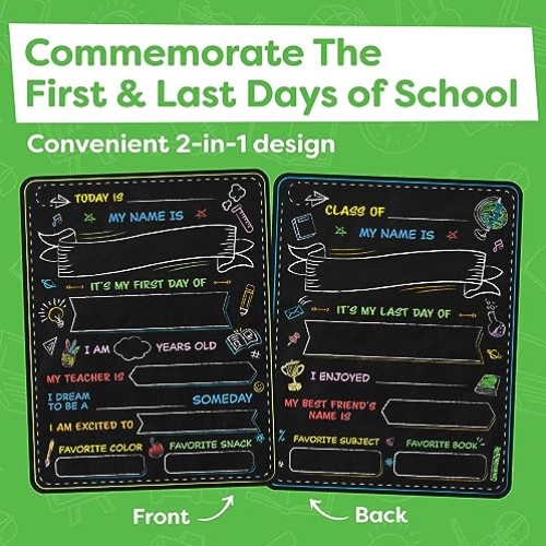 First Day of School Board Sign - 14” X 11” Double-Sided - My First...