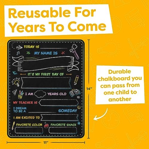 First Day of School Board Sign - 14” X 11” Double-Sided - My First...