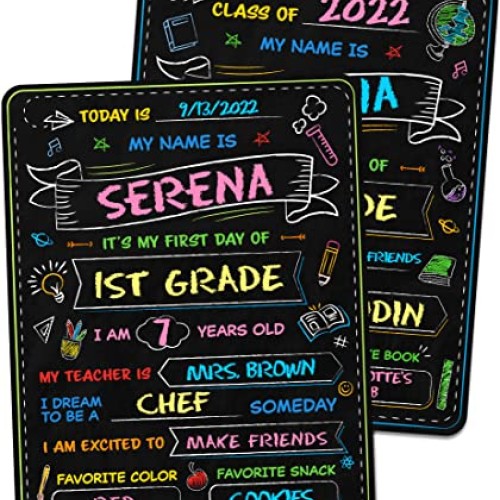 First Day of School Board Sign - 14” X 11” Double-Sided - My First...