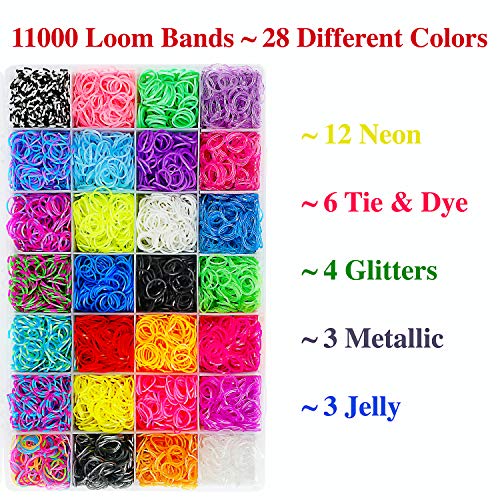Momos Den 11910+ Rainbow Rubber Bands Refill Kit, 11000 Loom Band...