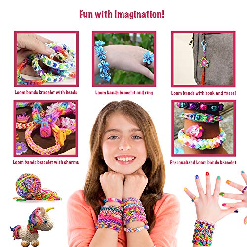 Momos Den 11910+ Rainbow Rubber Bands Refill Kit, 11000 Loom Band...