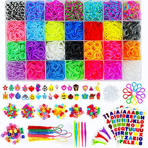 Momos Den 11910+ Rainbow Rubber Bands Refill Kit, 11000 Loom Band...