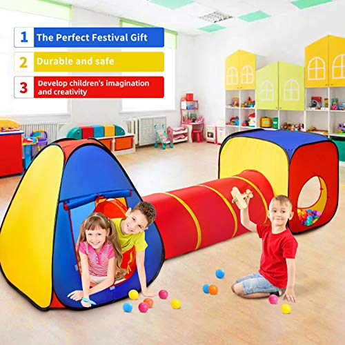 Kids Play Tent with Ball Pit+Crawl Tunnel+Castle Tent, Pop Up Todd...