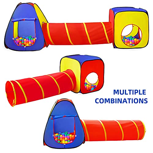 Kids Play Tent with Ball Pit+Crawl Tunnel+Castle Tent, Pop Up Todd...
