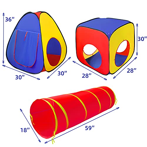 Kids Play Tent with Ball Pit+Crawl Tunnel+Castle Tent, Pop Up Todd...
