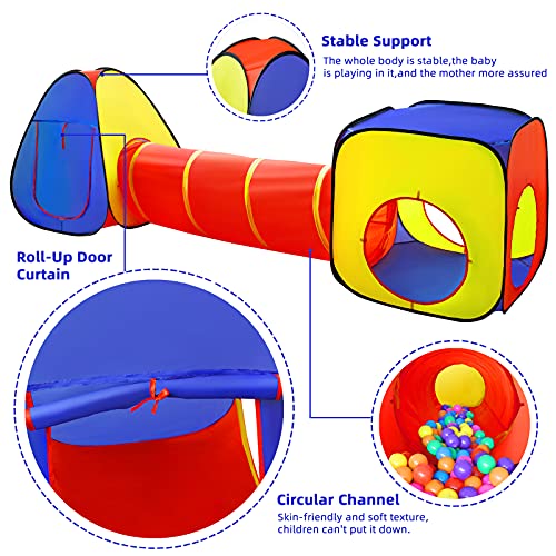 Kids Play Tent with Ball Pit+Crawl Tunnel+Castle Tent, Pop Up Todd...