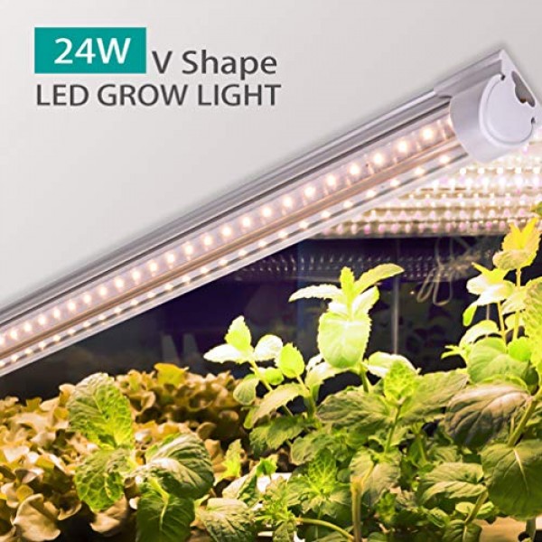 Monios-L T8 LED Grow Light 2FT, 144W6×24W High Output Plant Grow...