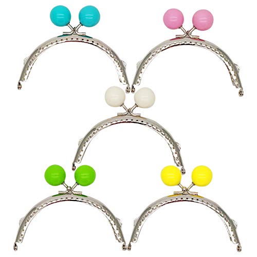 Monkey Rise 5pcs 4inch Kiss Clasp Round Bead Metal Frame for Purse...