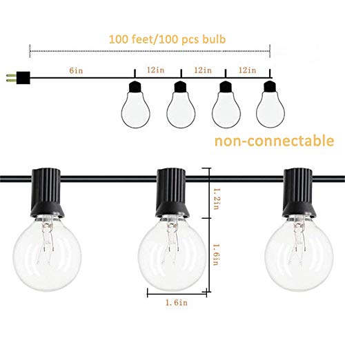 Monkeydg 100FT String Lights, G40 Outdoor String Lights Edison Lig...