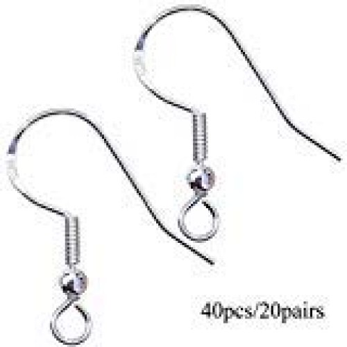 40pcs/20 Pairs 925 Sterling Silver Earring Hooks Fish Hook Earring...
