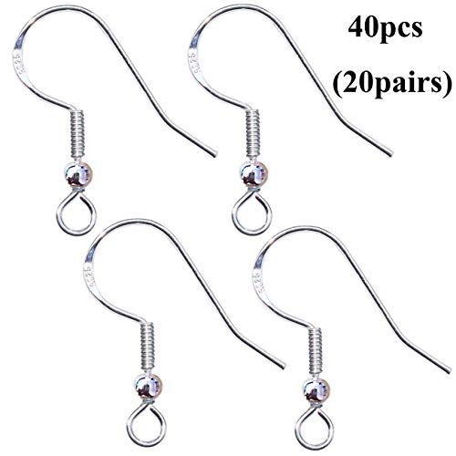 40pcs 925 Sterling Silver Earring Hooks French Wire Hooks Fish Hoo...