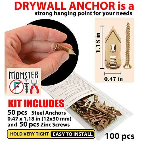 Monster FIX Best Quality Drywall Self-Drilling Anchors with Screws...