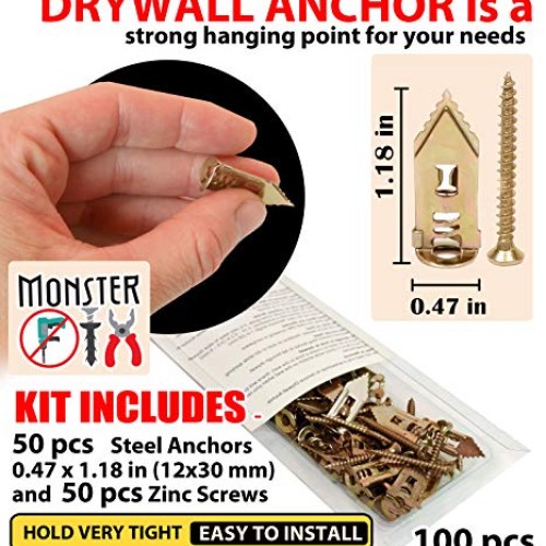 Monster FIX Best Quality Drywall Self-Drilling Anchors with Screws...