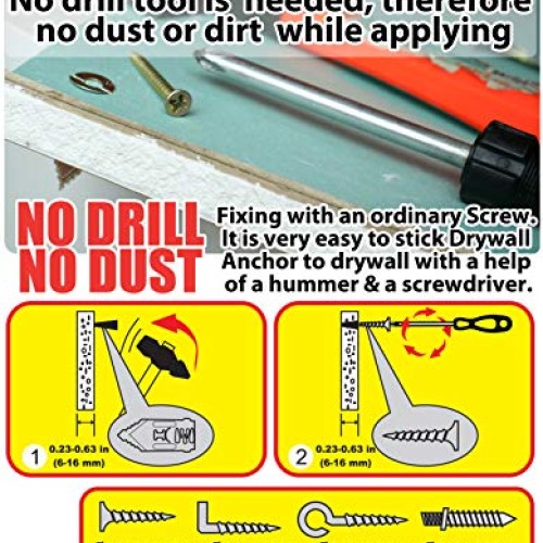 Monster FIX Best Quality Drywall Self-Drilling Anchors with Screws...