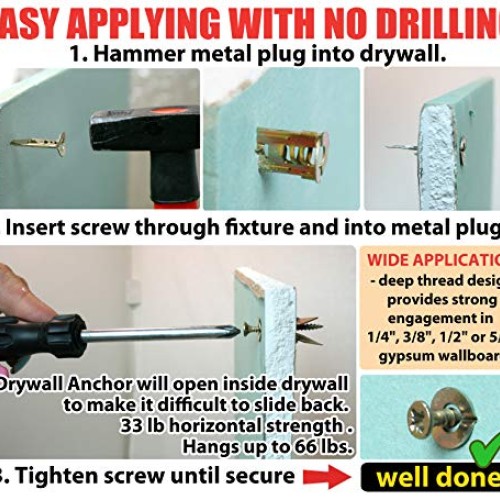 Monster FIX Best Quality Drywall Self-Drilling Anchors with Screws...