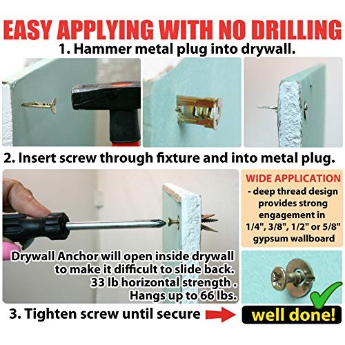 Monster FIX Best Quality Drywall Self-Drilling Anchors with Screws...