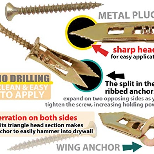 Monster FIX Best Quality Drywall Self-Drilling Anchors with Screws...