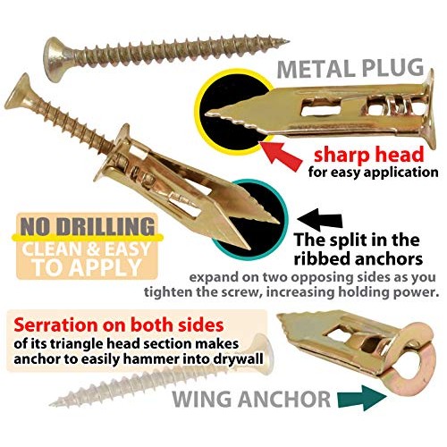 Monster FIX Best Quality Drywall Self-Drilling Anchors with Screws...