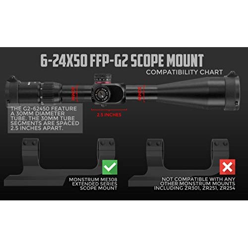 Monstrum G2 6-24x50 First Focal Plane FFP Rifle Scope with Illumin...