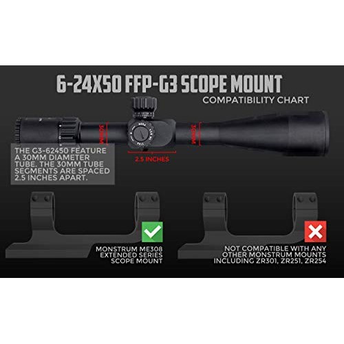 Monstrum G3 6-24x50 First Focal Plane FFP Rifle Scope with Illumin...