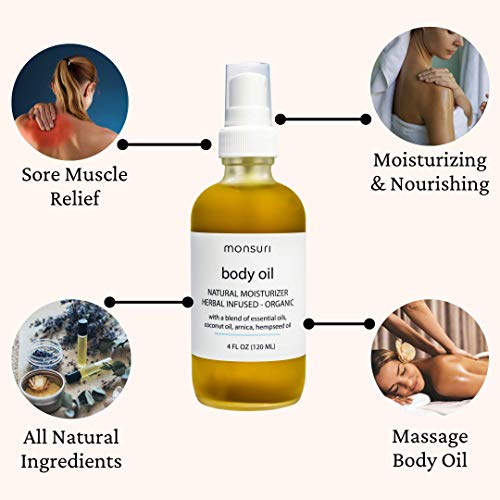 All Natural Body Oil Massage: 4oz Organic Body Oil for Dry Skin wi...