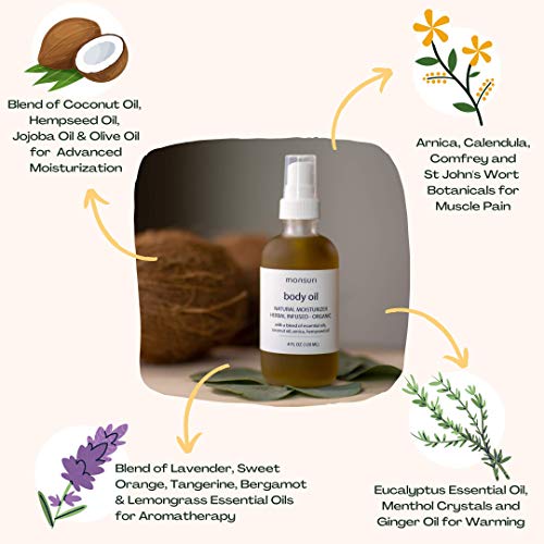 All Natural Body Oil Massage: 4oz Organic Body Oil for Dry Skin wi...