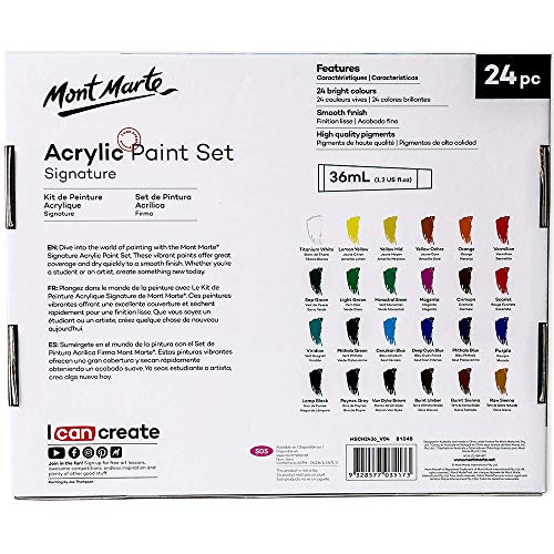 2 Pack 24 + 24 Mont Marte Acrylic Paint Set 24 Colours 36ml, Per...
