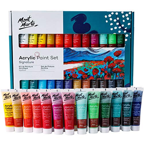 2 Pack 24 + 24 Mont Marte Acrylic Paint Set 24 Colours 36ml, Per...