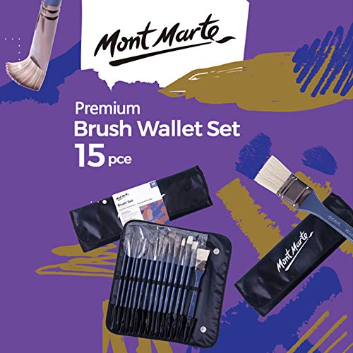 Mont Marte Premium Paint Brush Set 15 Piece, Includes 15 Different...