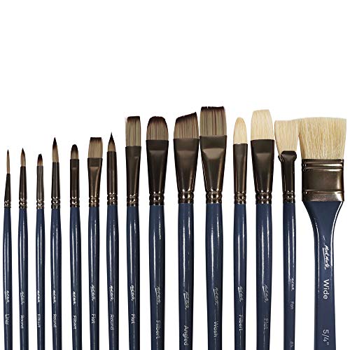 Mont Marte Premium Paint Brush Set 15 Piece, Includes 15 Different...