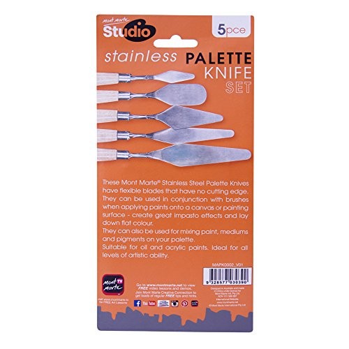 Mont Marte Studio Palette Knife Set, 5 Piece. Selection of Differe...