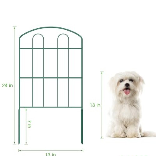 MOOACE Decorative Garden Fence 10 Pack, 24in H x 10ft L RustPr...