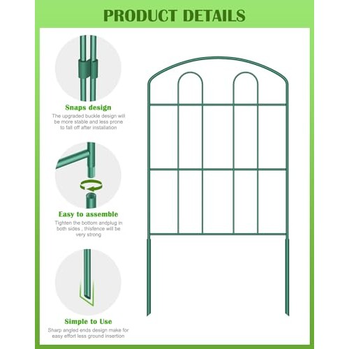 MOOACE Decorative Garden Fence 10 Pack, 24in H x 10ft L RustPr...
