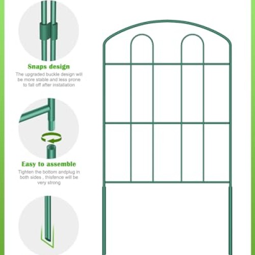 MOOACE Decorative Garden Fence 10 Pack, 24in H x 10ft L RustPr...