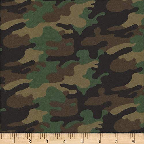 Mook Fabrics Flannel Camo Fabric, Army, Fabric By The Yard